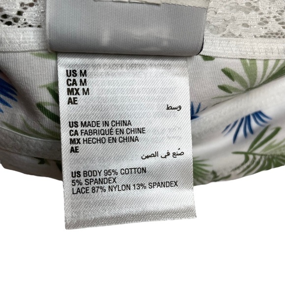 Jenni On Repeat Wide Lace Bralette Tropical Floral White Medium New - Picture 7 of 7